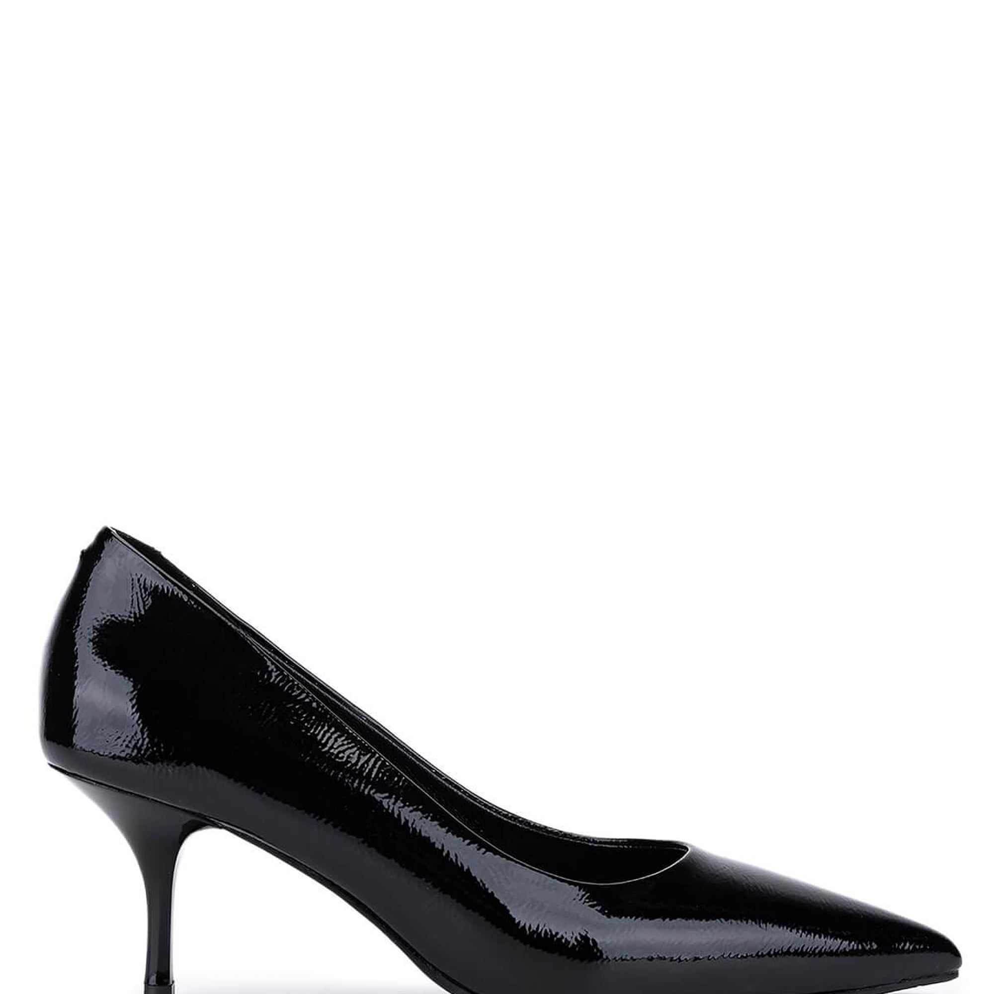 Tamer Tanca Kadın Suni Deri Siyah Rugan Topuklu Ayakkabı