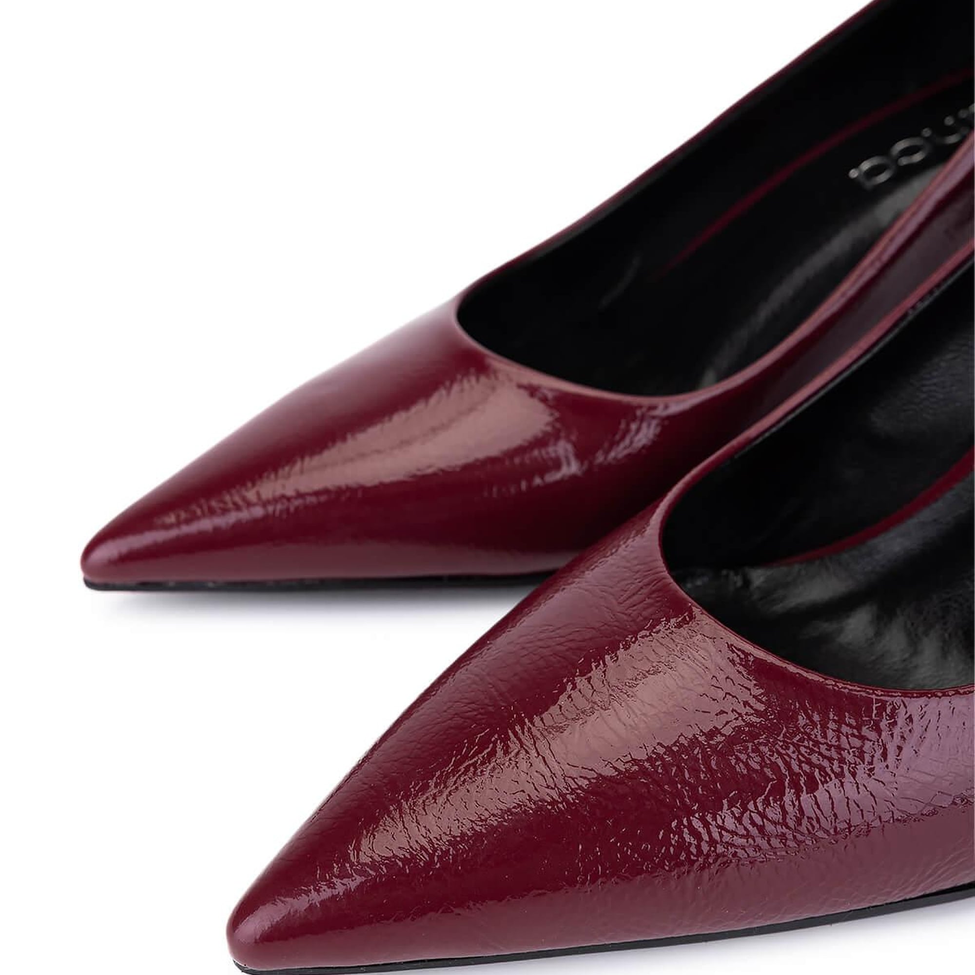 Tamer Tanca Kadın Suni Deri Bordo Rugan Topuklu Ayakkabı