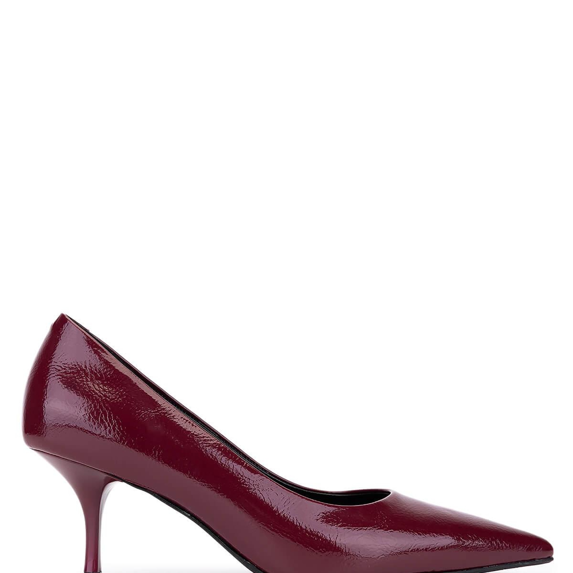 Tamer Tanca Kadın Suni Deri Bordo Rugan Topuklu Ayakkabı