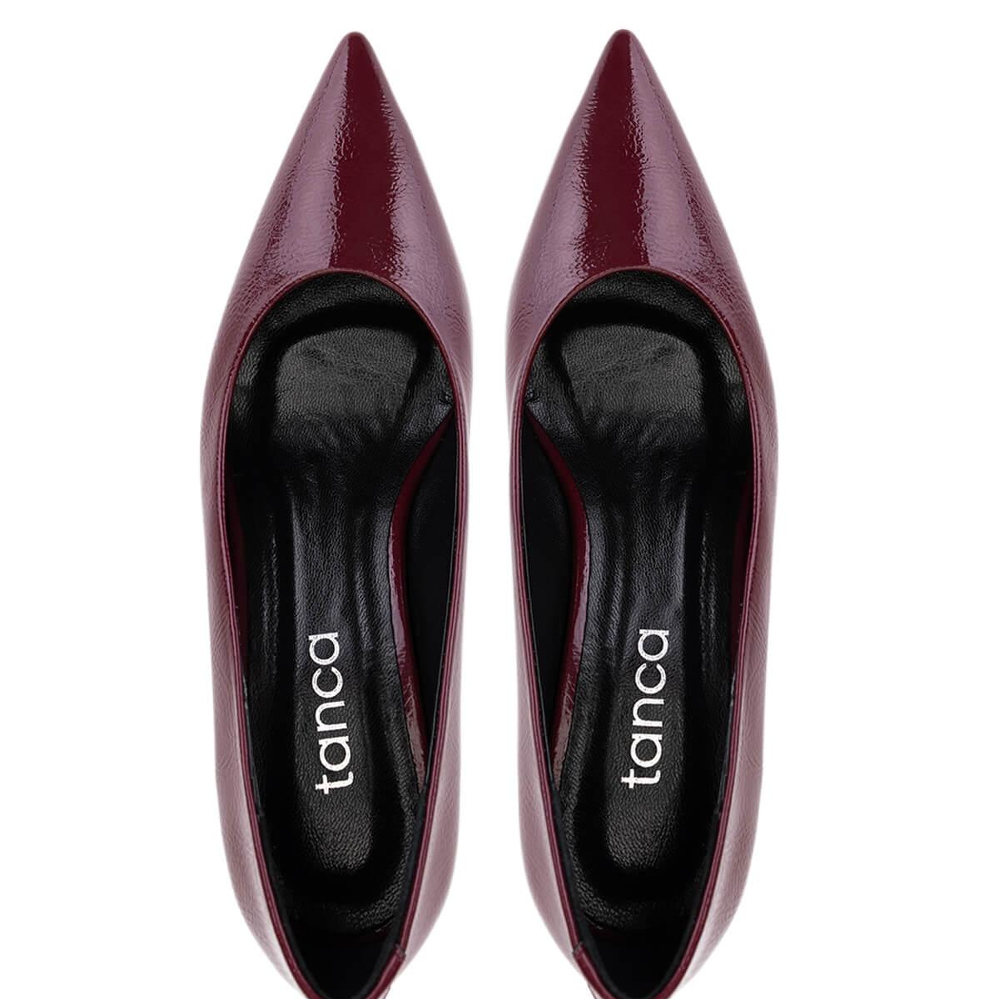 Tamer Tanca Kadın Suni Deri Bordo Rugan Topuklu Ayakkabı