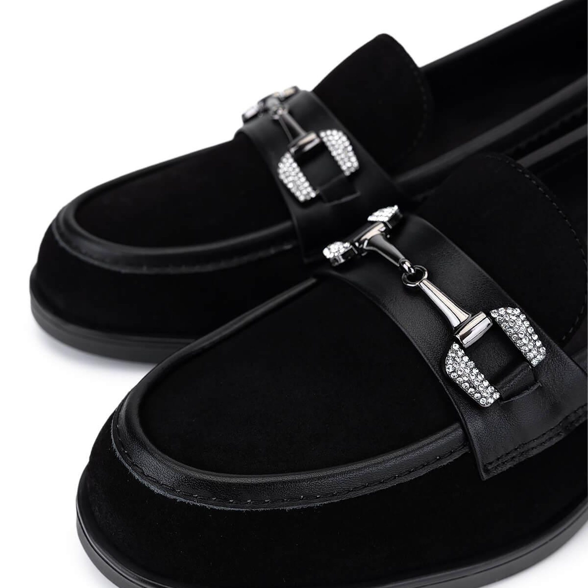 Tamer Tanca Kadın Hakiki Deri Siyah Süet Makosen Ayakkabı