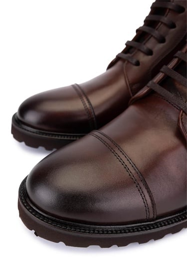  Tamer Tanca Erkek Hakiki Deri Kahverengi Casual Bot