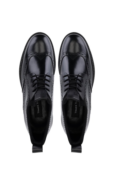  Tamer Tanca Erkek Hakiki Deri Siyah Açma Casual Ayakkabı