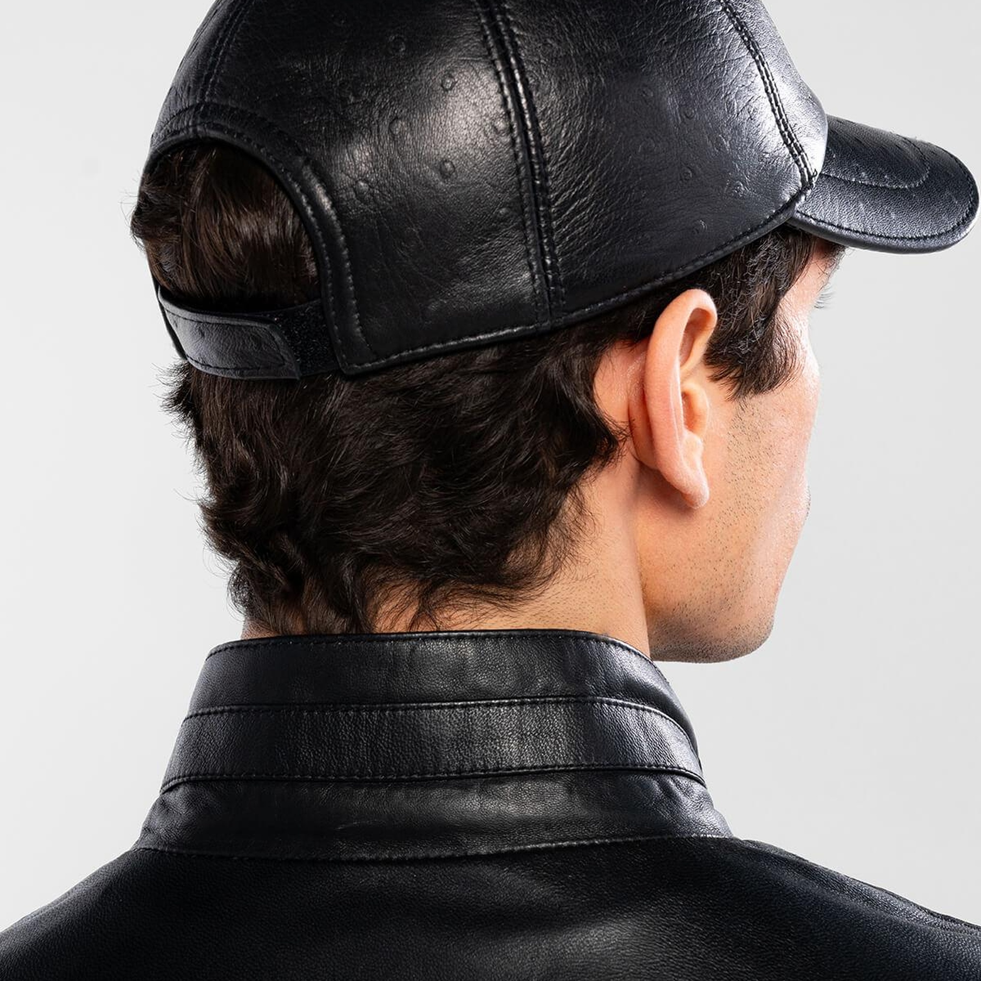 Tamer Tanca Erkek Hakiki Deri Siyah Devekuşu Şapka