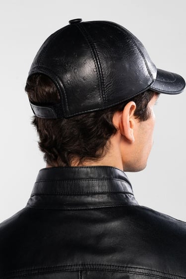  Tamer Tanca Erkek Hakiki Deri Siyah Devekuşu Şapka