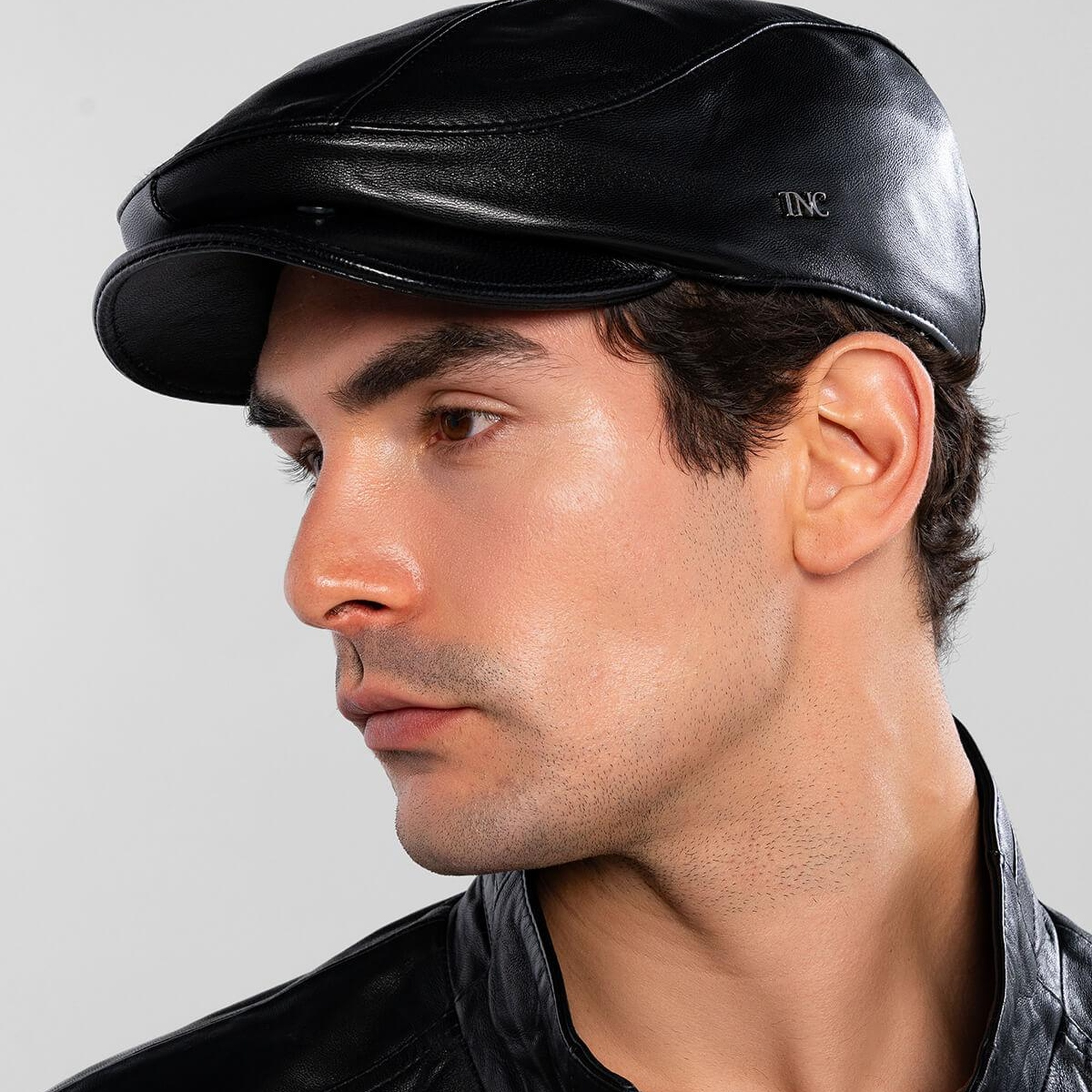 Tamer Tanca Erkek Hakiki Deri Siyah Deri London Şapka