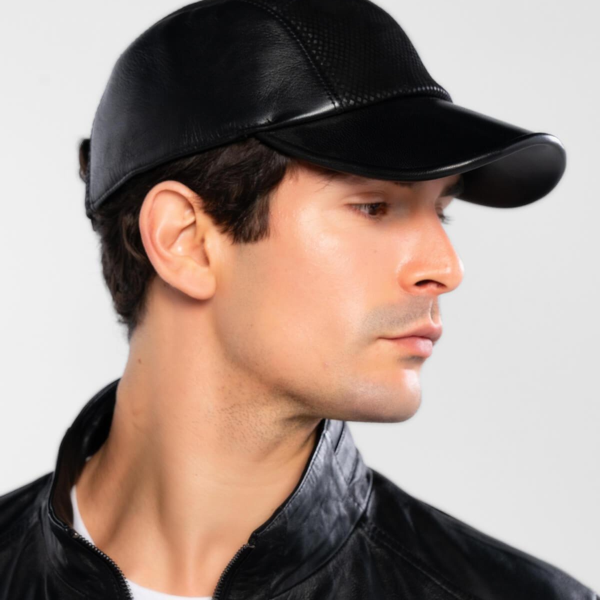 Tamer Tanca Erkek Hakiki Deri Siyah Beyzbol Şapka