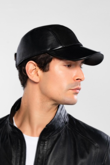  Tamer Tanca Erkek Hakiki Deri Siyah Beyzbol Şapka