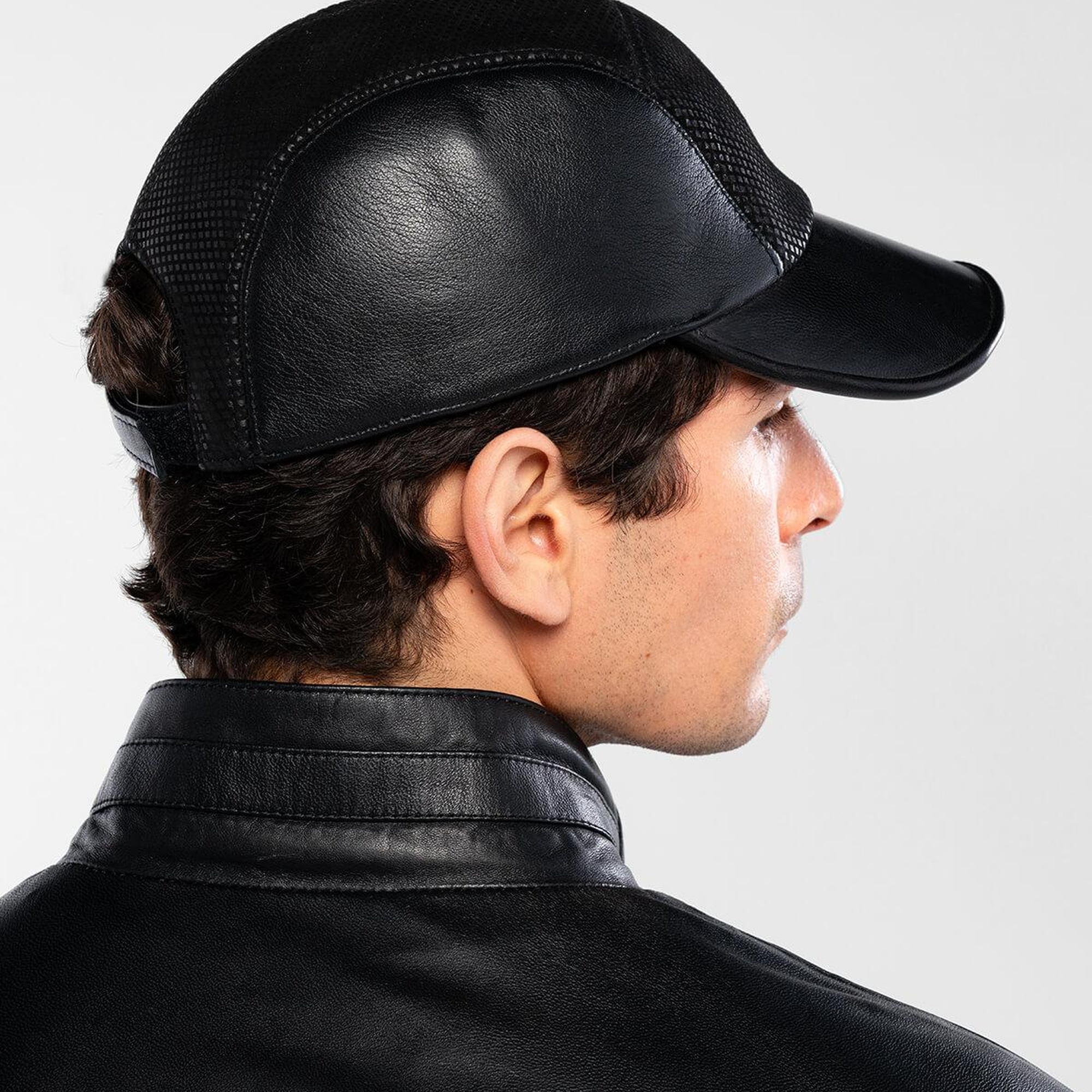 Tamer Tanca Erkek Hakiki Deri Siyah Beyzbol Şapka