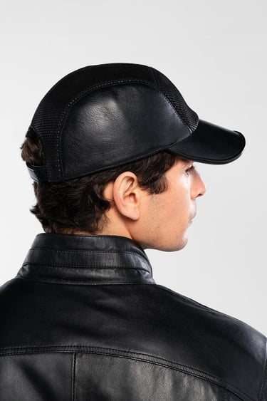  Tamer Tanca Erkek Hakiki Deri Siyah Beyzbol Şapka