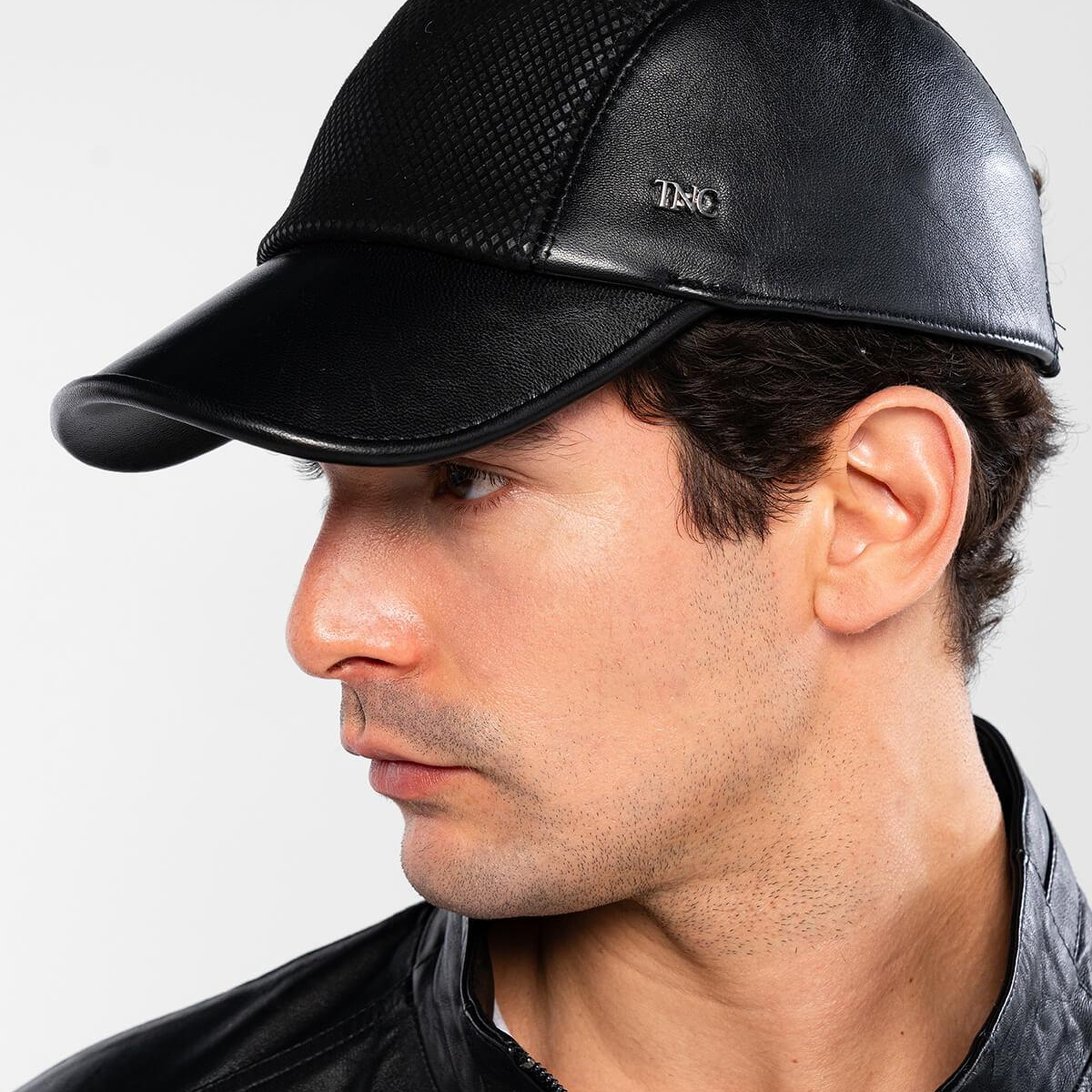 Tamer Tanca Erkek Hakiki Deri Siyah Beyzbol Şapka