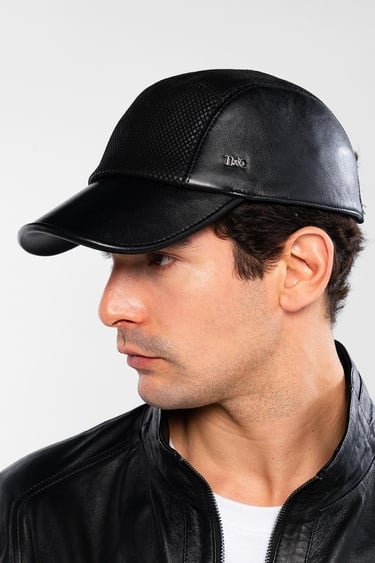  Tamer Tanca Erkek Hakiki Deri Siyah Beyzbol Şapka