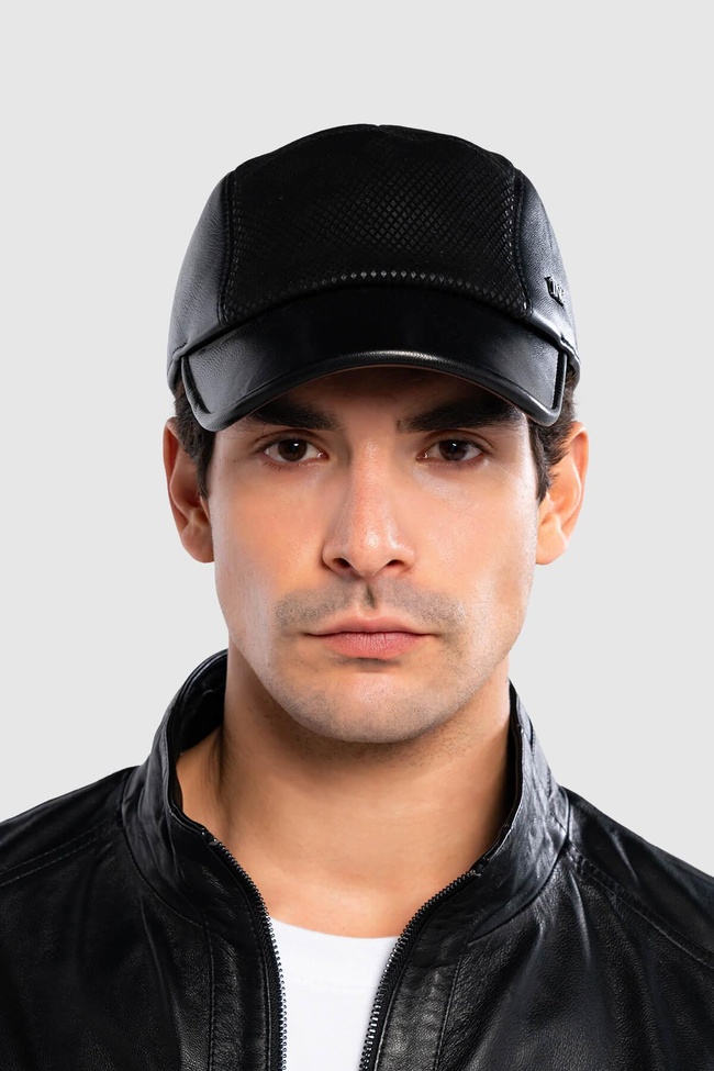  Tamer Tanca Erkek Hakiki Deri Siyah Beyzbol Şapka