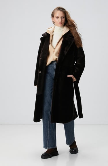  Network Kadın Limited Bej Yün Karışımlı İçi Desenli Triko Ceket