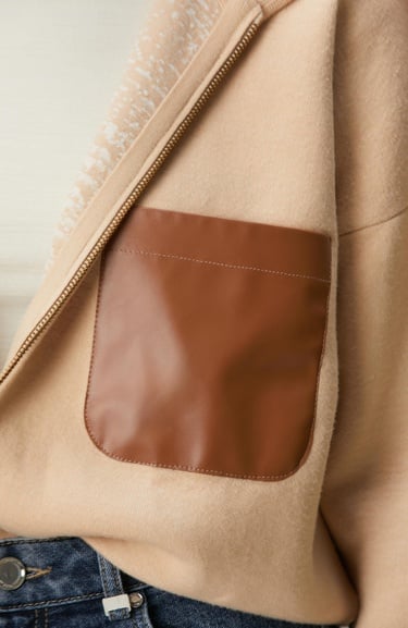  Network Kadın Limited Bej Yün Karışımlı İçi Desenli Triko Ceket