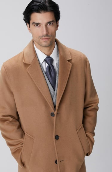  Network Erkek Limited Camel Yün Palto
