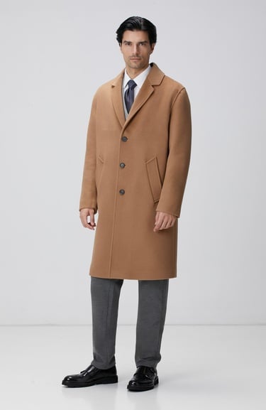  Network Erkek Limited Camel Yün Palto