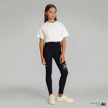  Converse Graphıc Ruched Çocuk Siyah Tayt