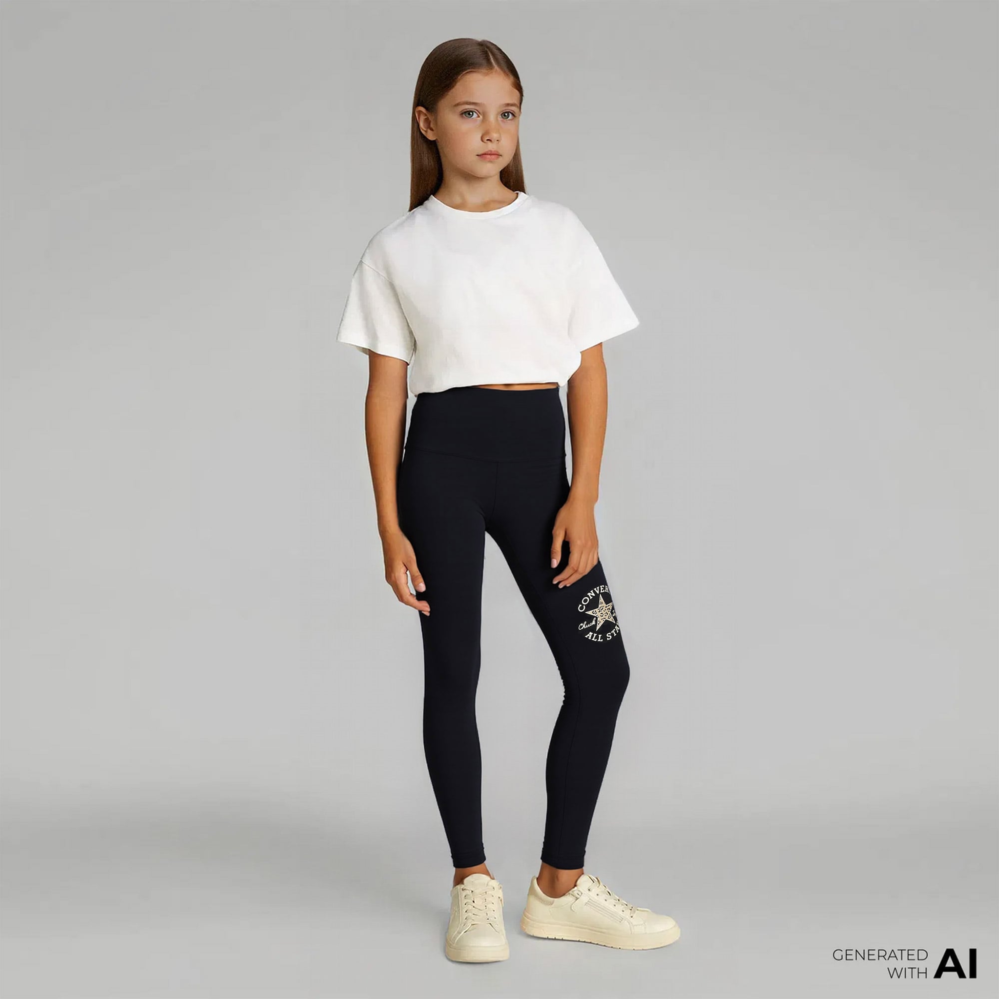  Converse Graphıc Ruched Çocuk Siyah Tayt