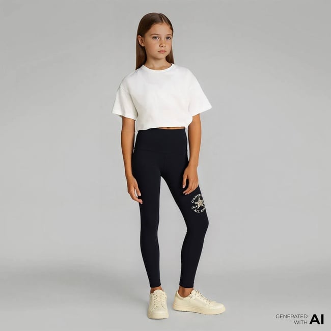  Converse Graphıc Ruched Çocuk Siyah Tayt