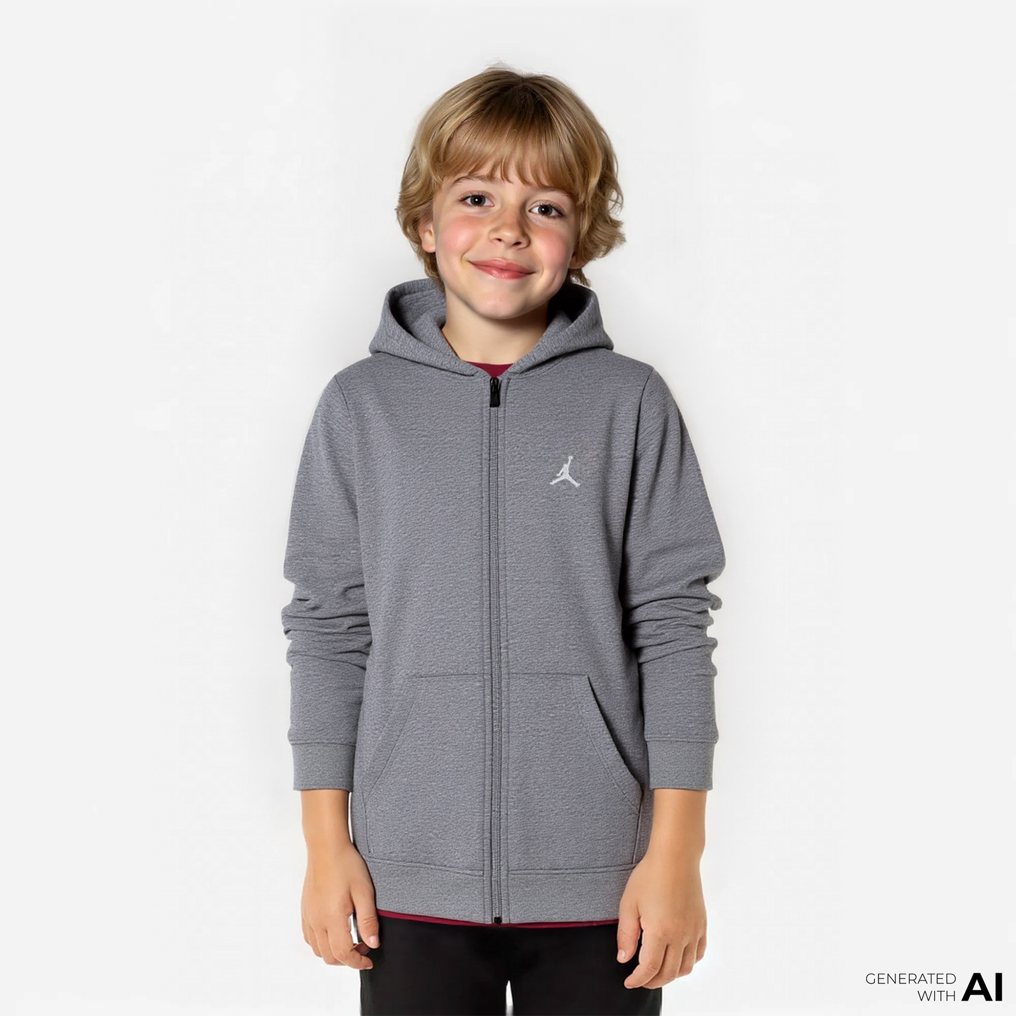 Jordan Brooklyn Çocuk Gri Fermuarlı Sweatshirt