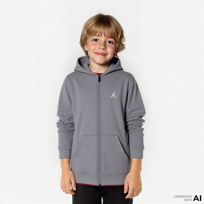  Jordan Brooklyn Çocuk Gri Fermuarlı Sweatshirt