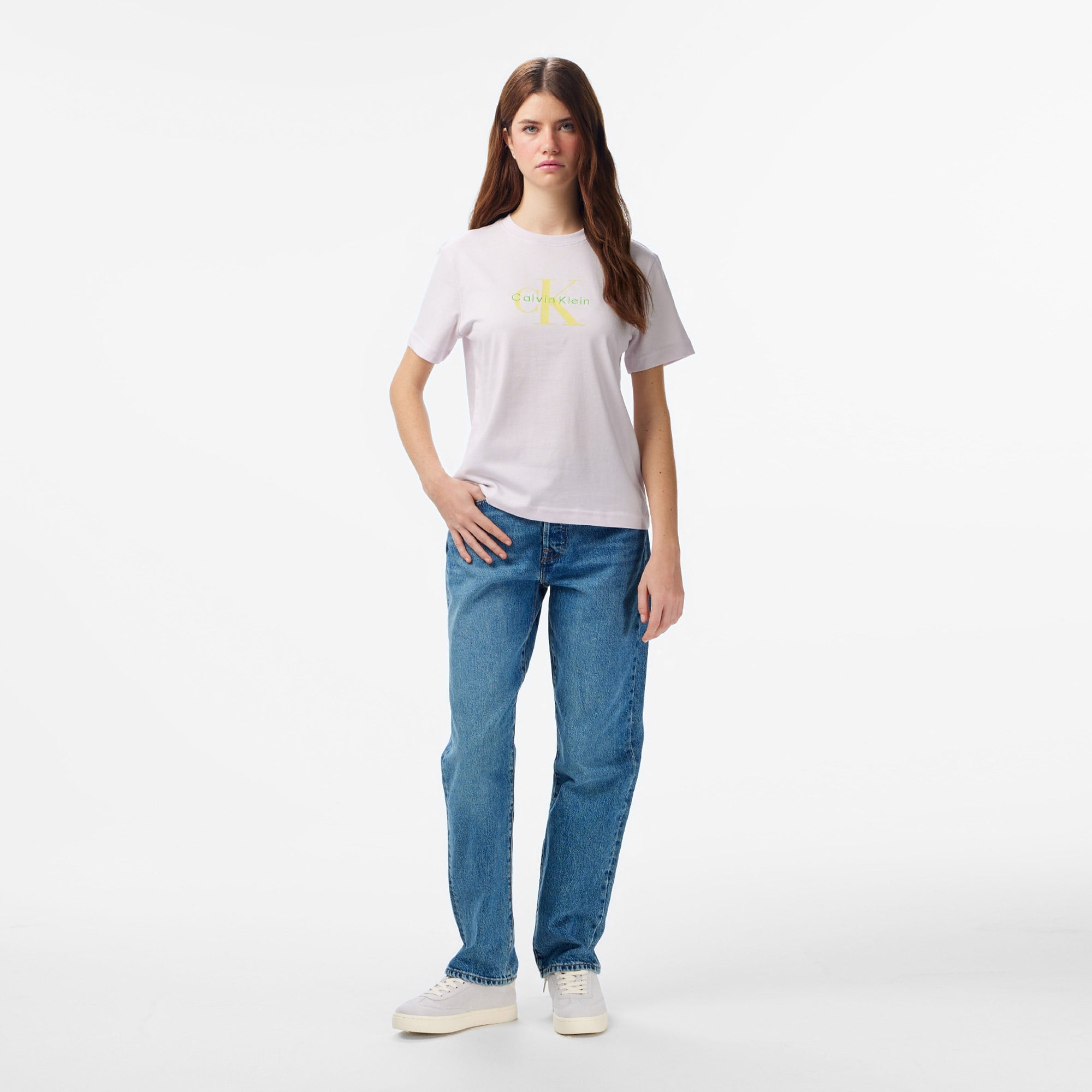 Calvin Klein Hero Classic Monologo Kadın Gri T-Shirt