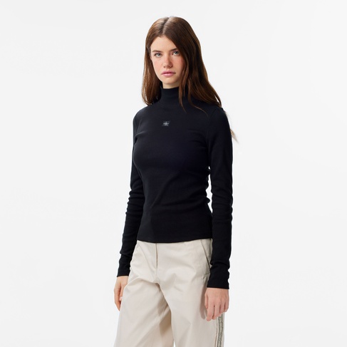  Calvin Klein Woven Label Turtleneck Kadın Siyah Gömlek