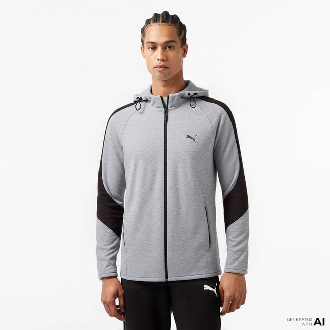  Puma EVOSTRIPE Core FZ  Erkek Gri Sweatshirt