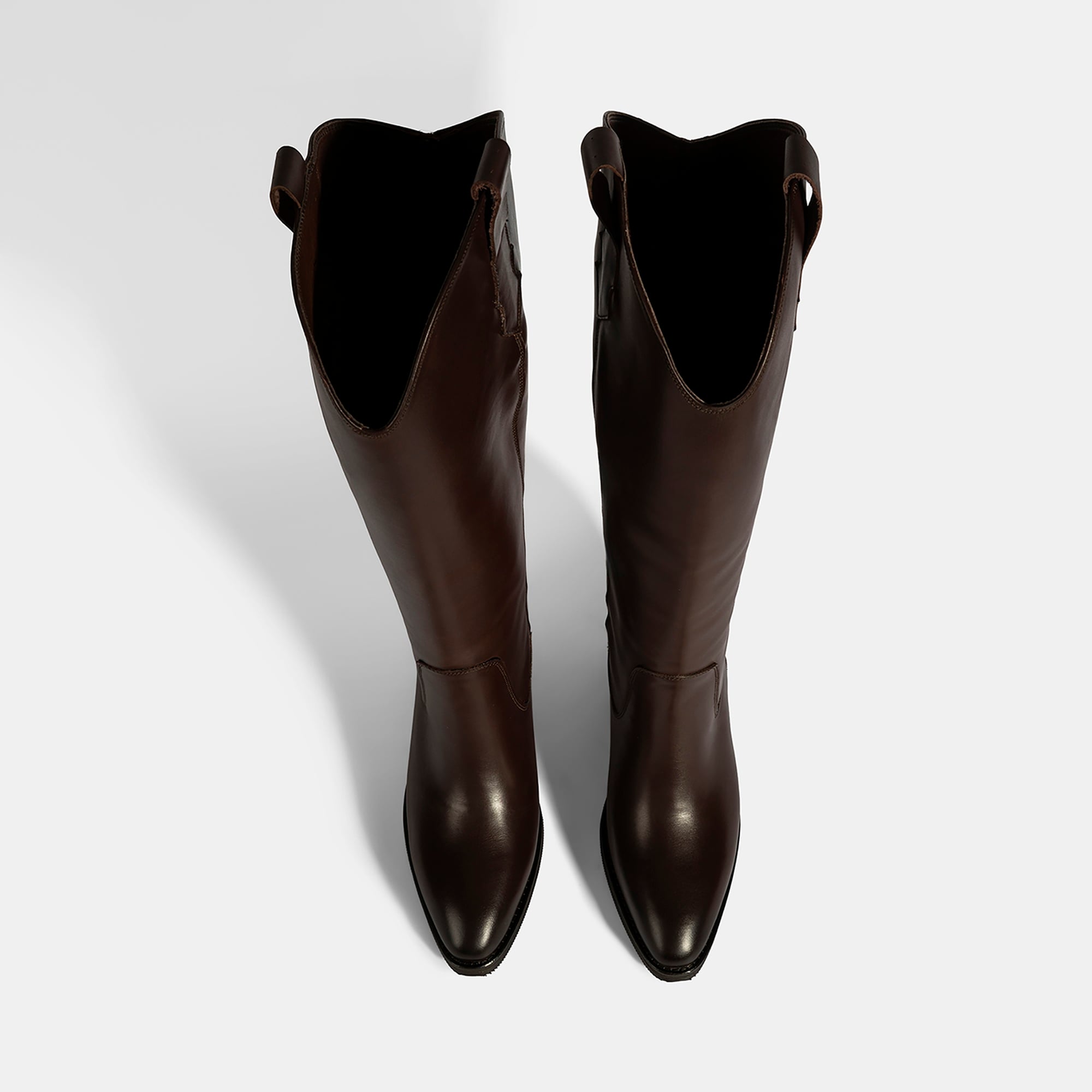 Kadın Kahve Kalın Topuklu Deri Çizme