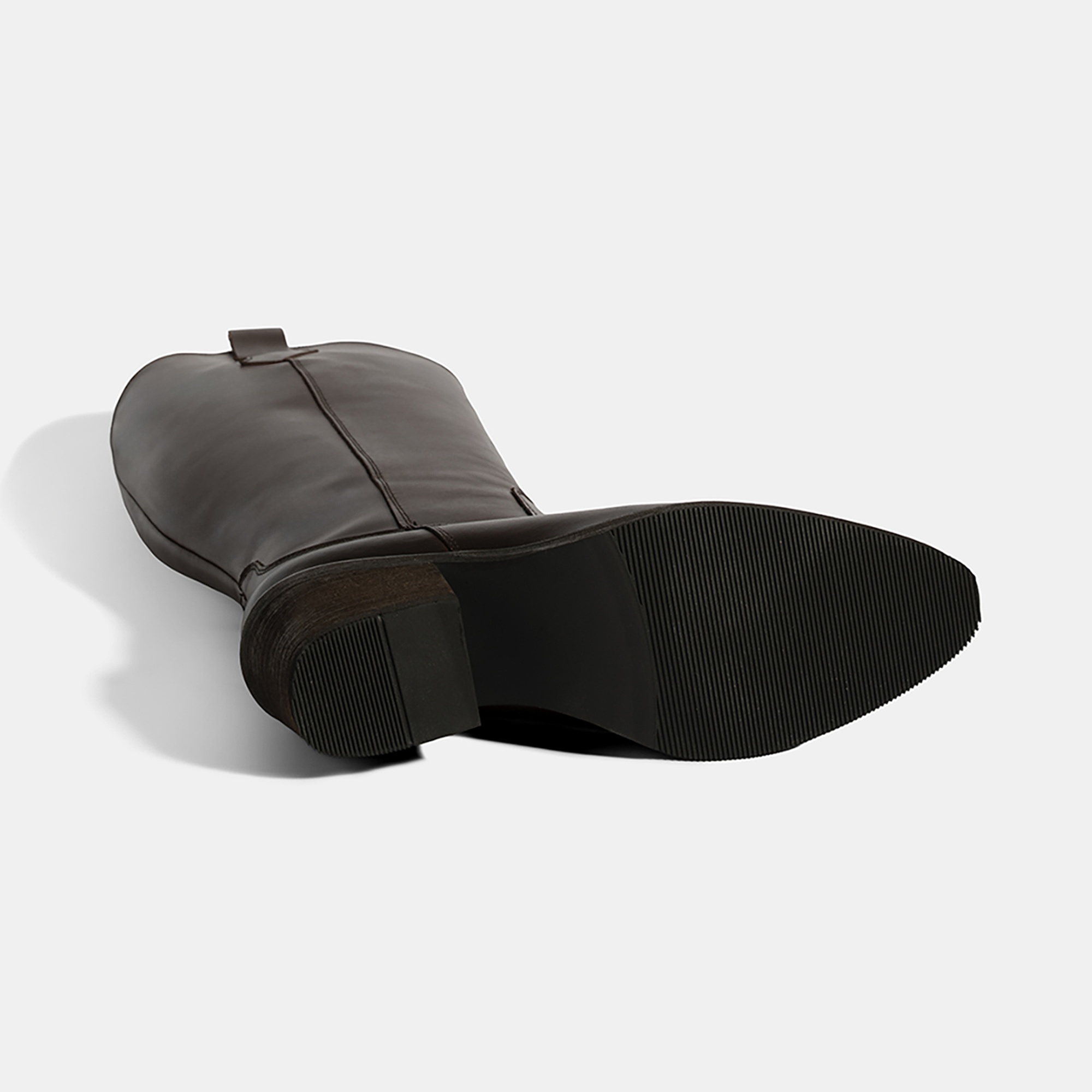 Kadın Kahve Kalın Topuklu Deri Çizme