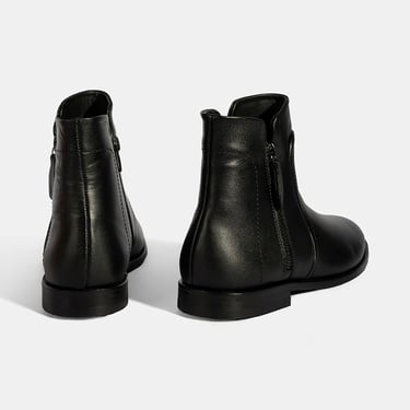  Kadın Siyah Çift Fermuarlı Deri Bot