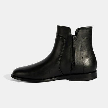  Kadın Siyah Çift Fermuarlı Deri Bot