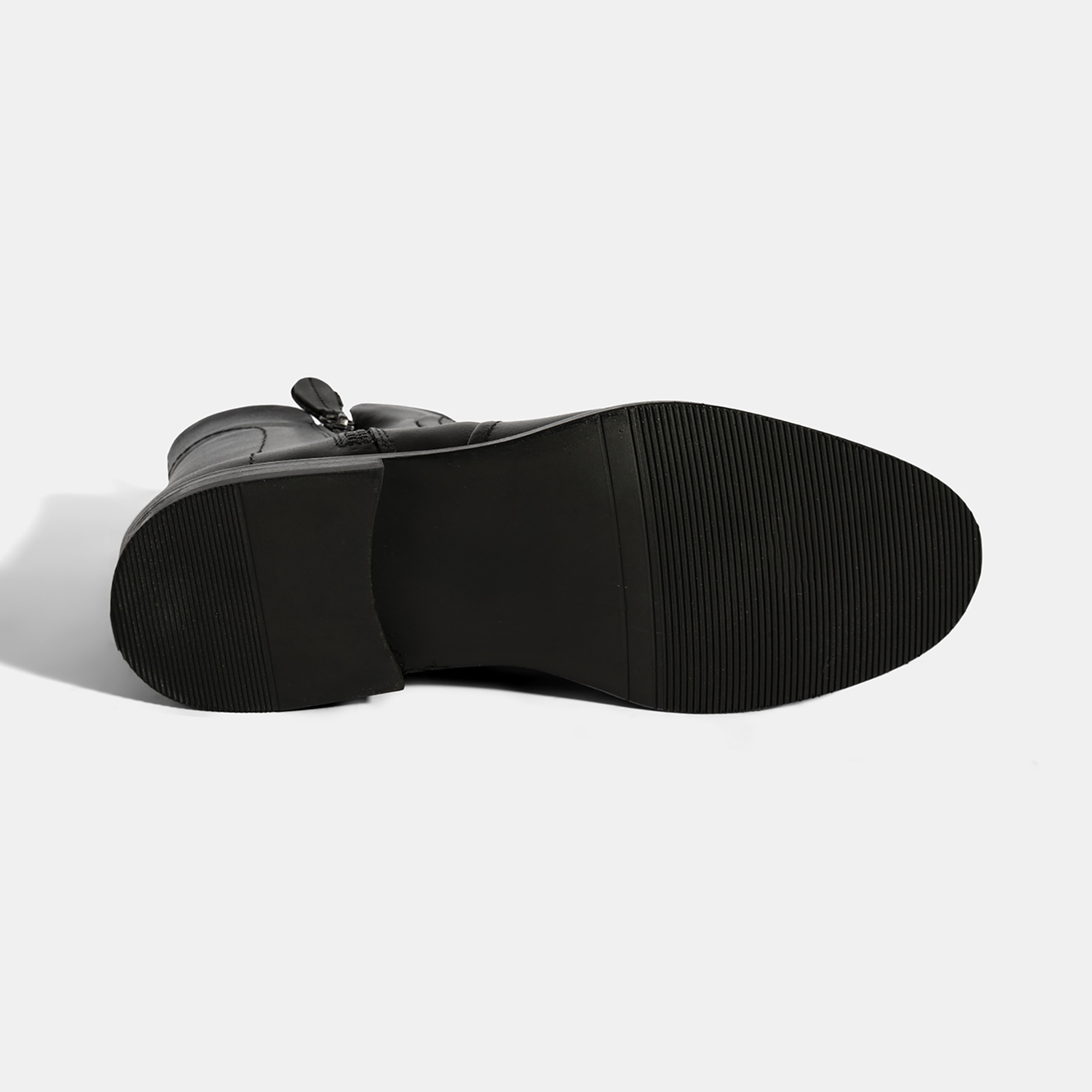 Kadın Siyah Çift Fermuarlı Deri Bot