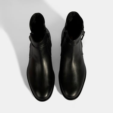  Kadın Siyah Çift Fermuarlı Deri Bot