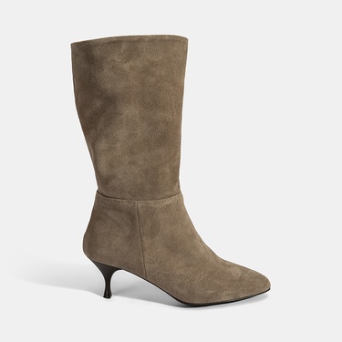  Kadın Vizon İnce Topuklu Süet Bot