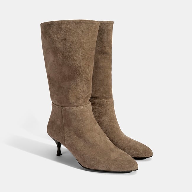  Kadın Vizon İnce Topuklu Süet Bot