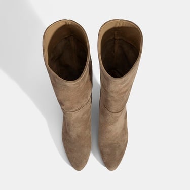  Kadın Vizon İnce Topuklu Süet Bot