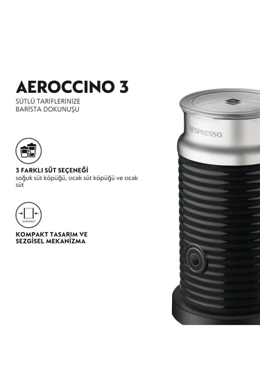  Nespresso Aeroccino 3 Süt Köpürtme Makinesi,Siyah