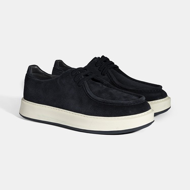  Erkek Lacivert Bağcıklı Süet Deri Günlük Ayakkabı