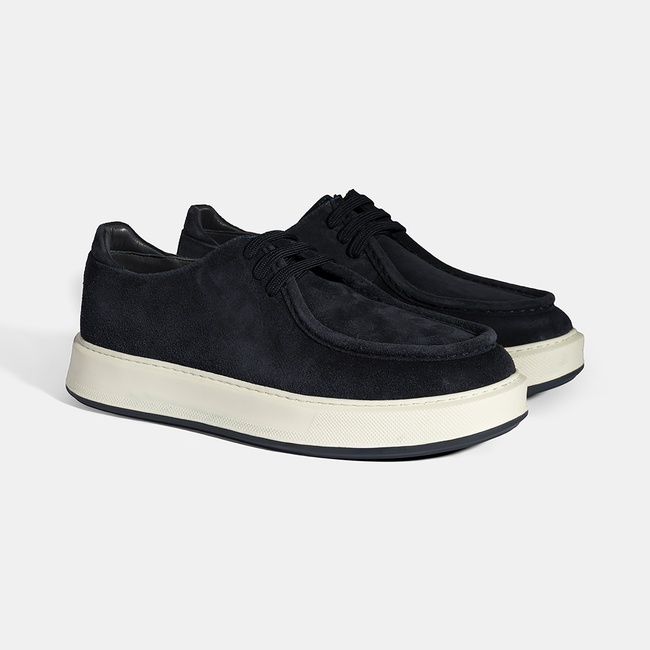  Erkek Lacivert Bağcıklı Süet Deri Günlük Ayakkabı