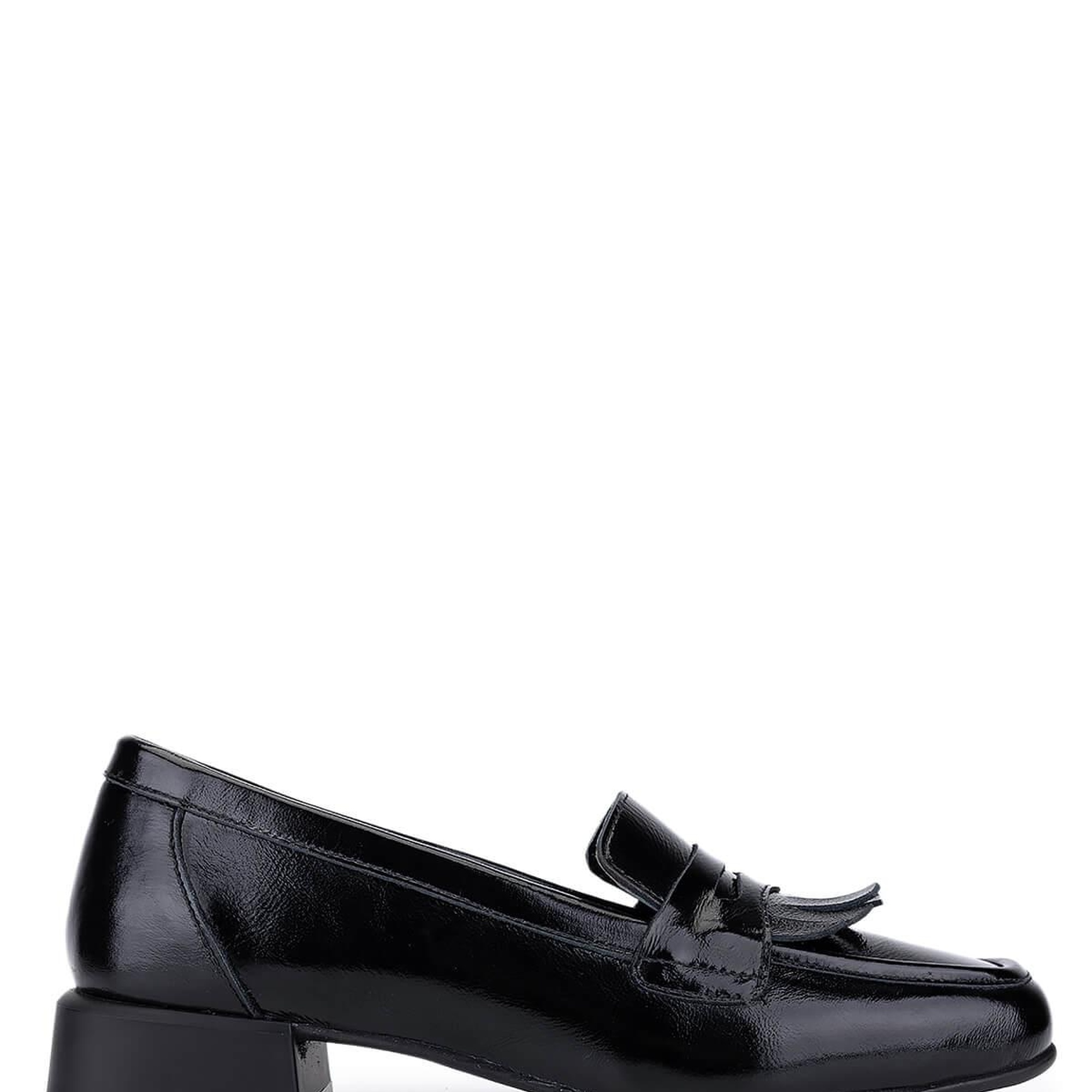 Tamer Tanca Kadın Hakiki Deri Siyah Rugan Loafer Ayakkabı