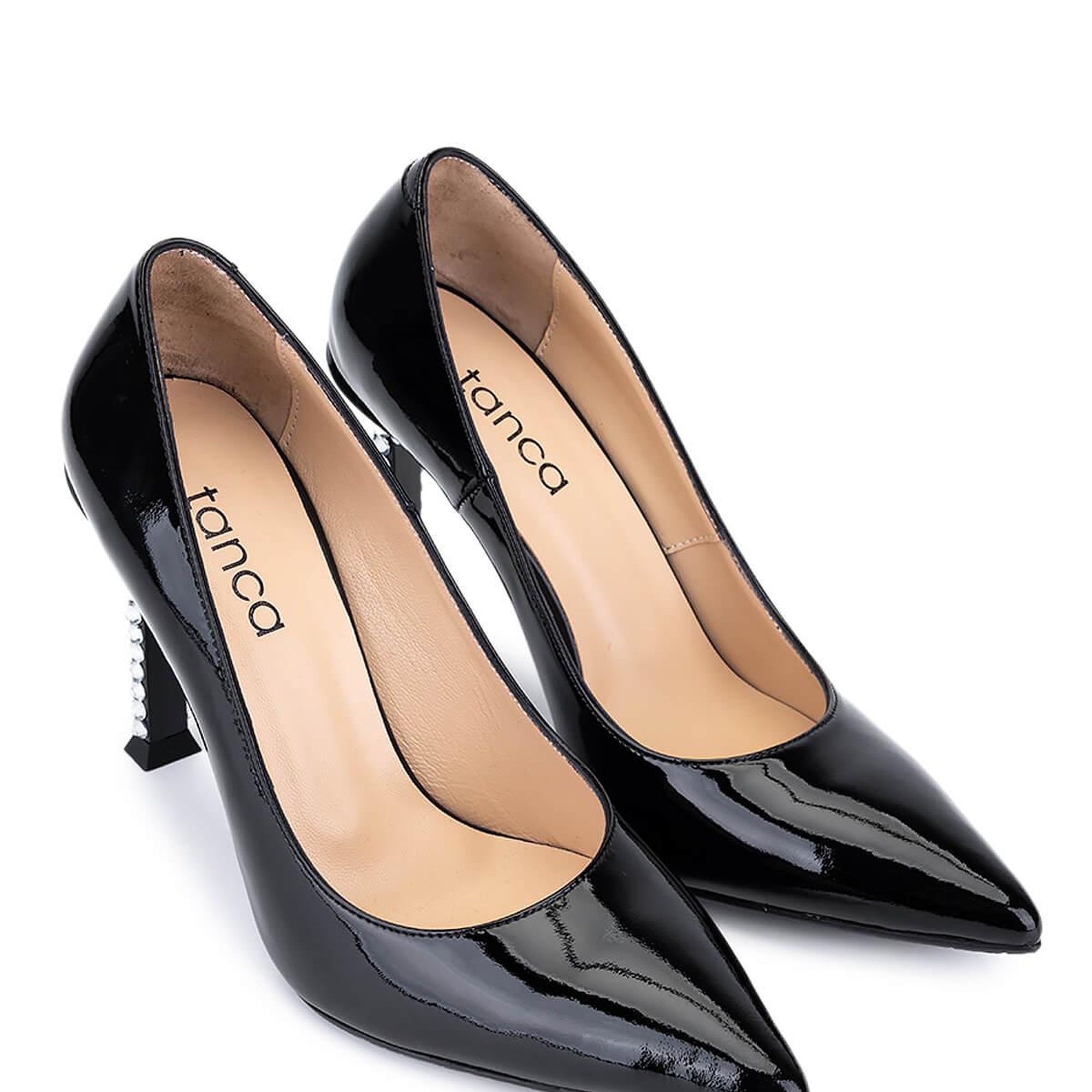 Tamer Tanca Kadın Hakiki Deri Siyah Rugan Topuklu Ayakkabı