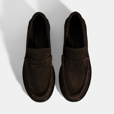  Kadın Kahve Süet Deri Loafer