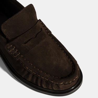  Kadın Kahve Süet Deri Loafer
