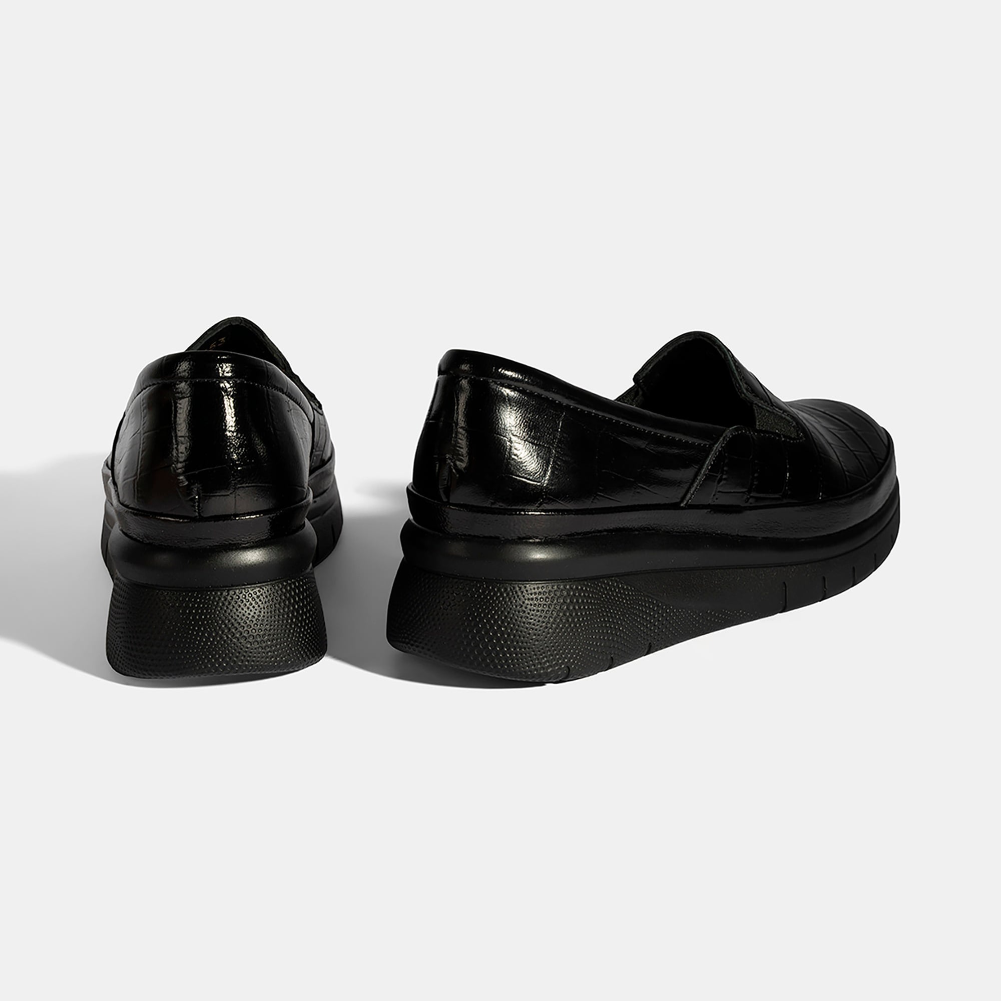 Kadın Siyah DesaComfort Kroko Baskılı Rugan Ayakkabı