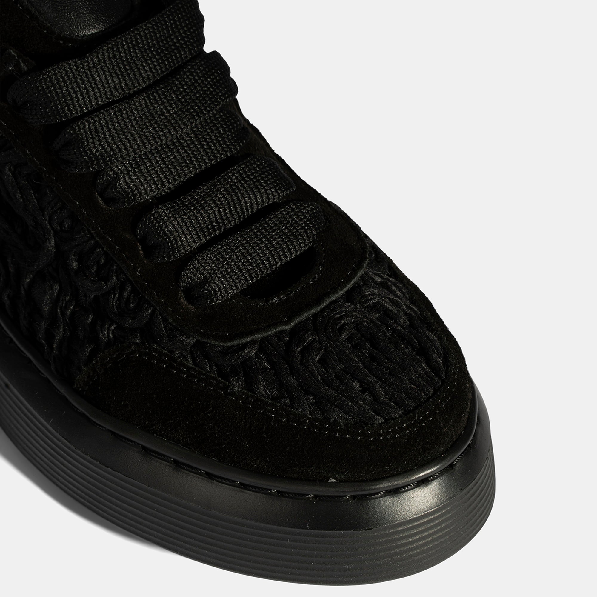 Kadın Siyah Bağcıklı Deri Sneaker