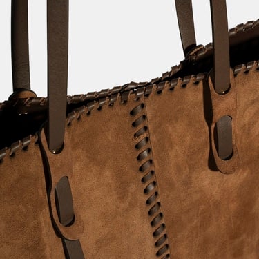  Kadın Taba Süet Deri Omuz Çantası