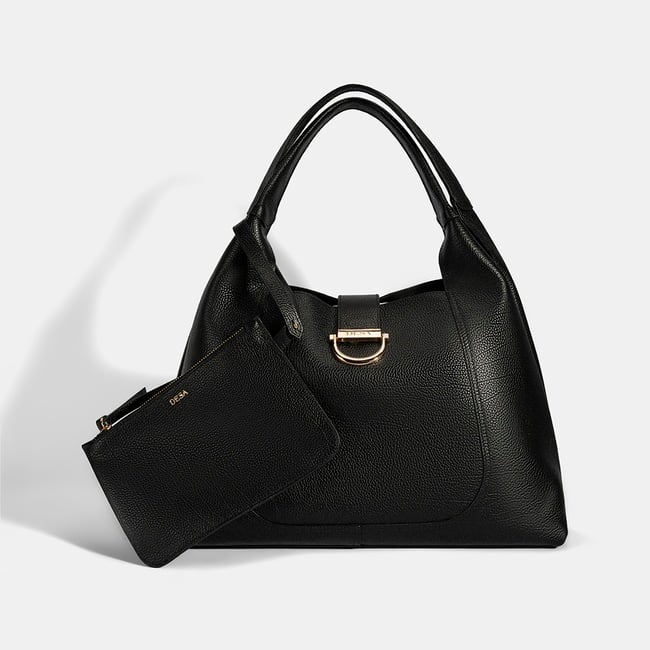  DESA Kadın Siyah Cüzdan Aksesuarlı Deri Omuz Çantası