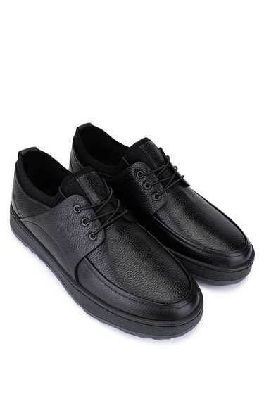  Tamer Tanca Erkek Hakiki Deri Siyah Casual Ayakkabı